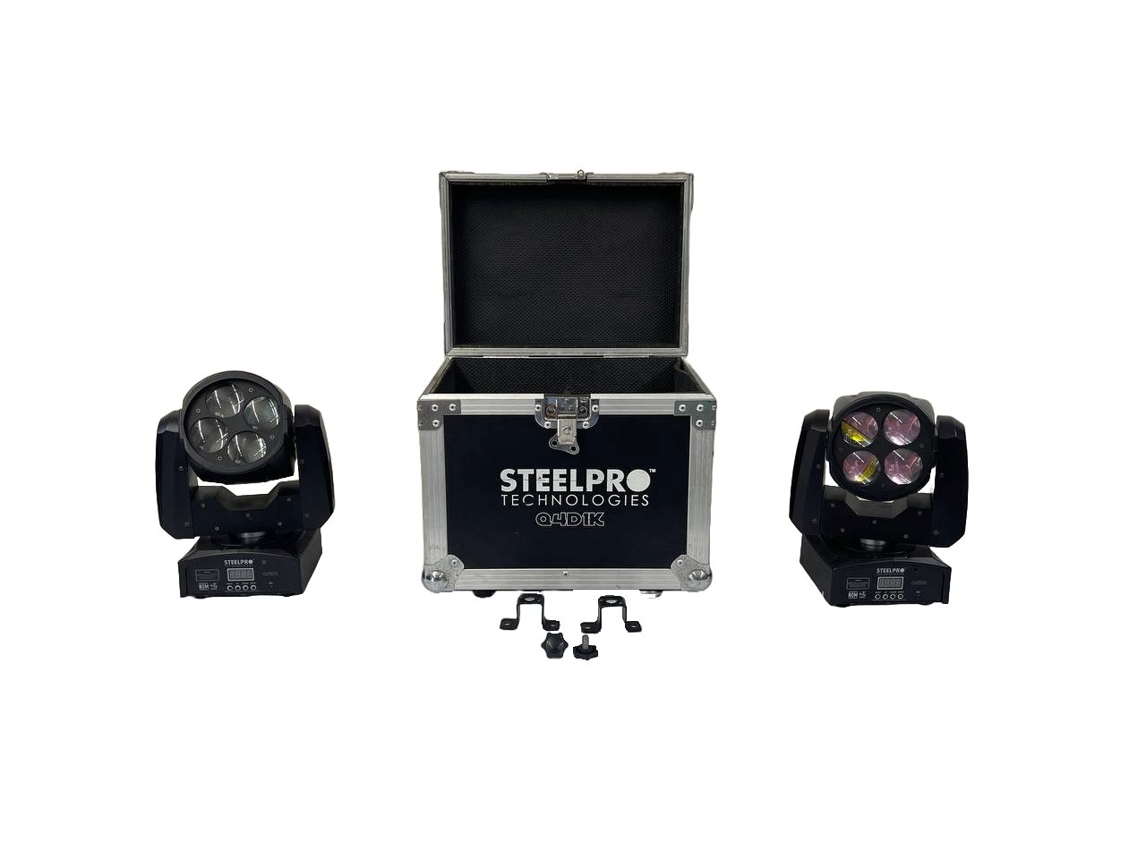 PAR DE CABEZAS MOVILES DESTELLADOR ELECTRONICO SL PRO LIGHTHING 4X25W Q4D1K