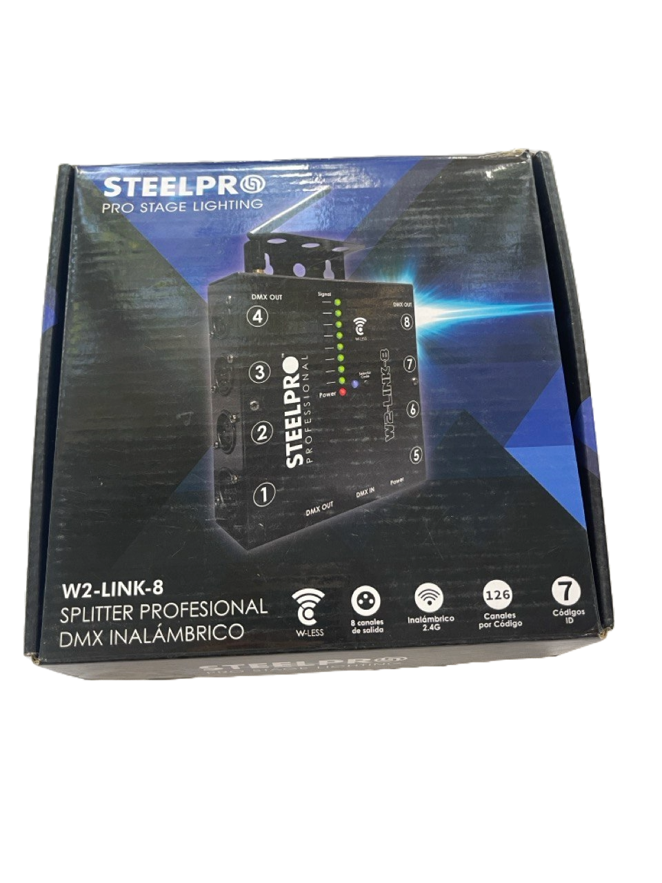 SPLITTER PROFESIONAL DMX INALAMBRICO STEELPRO W2-LINK-8