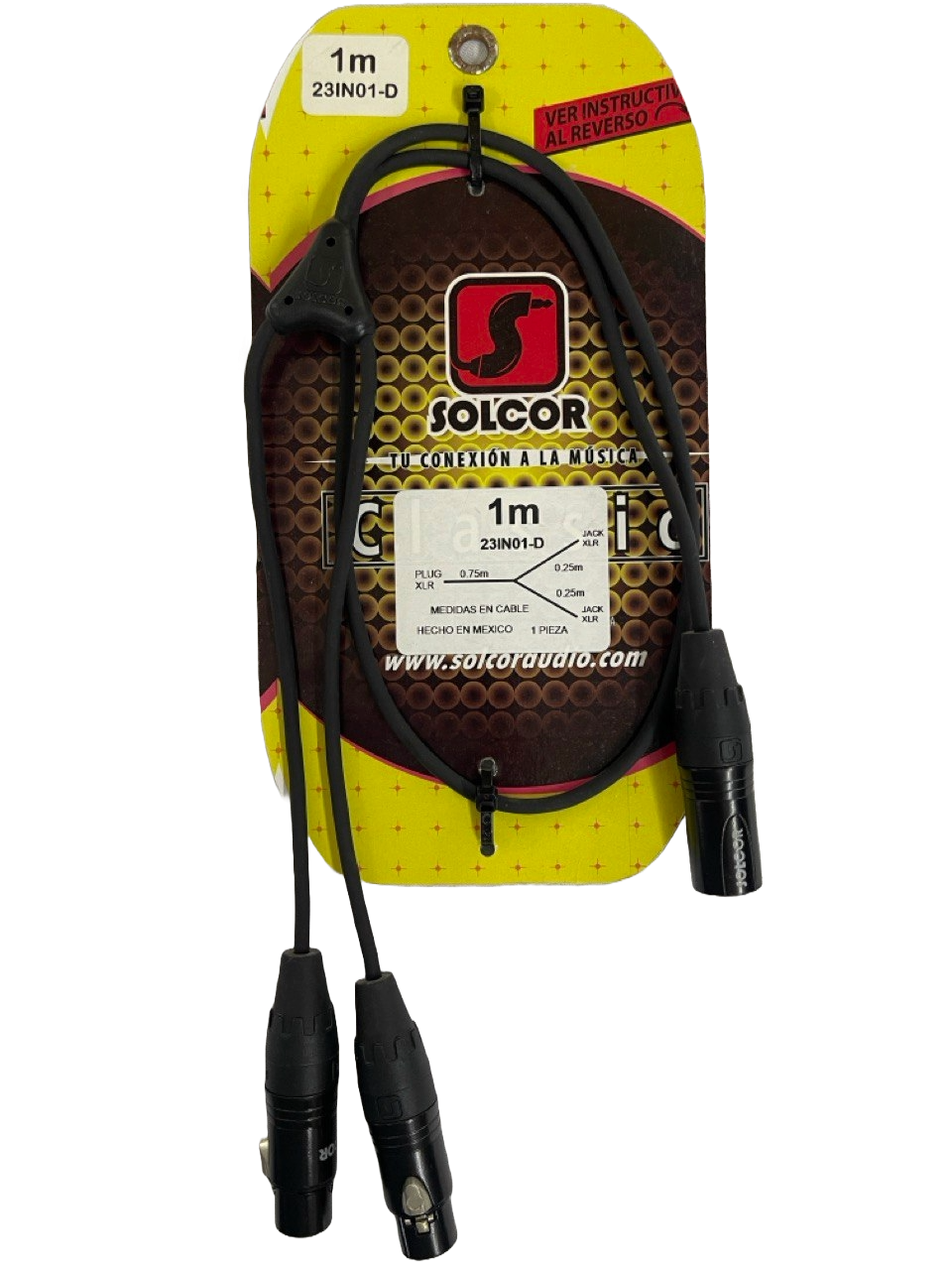 CABLE MEDUSA DE XLR MACHO A 2 XLR HEMBRA 1MTS SOLCOR 23IN01-D