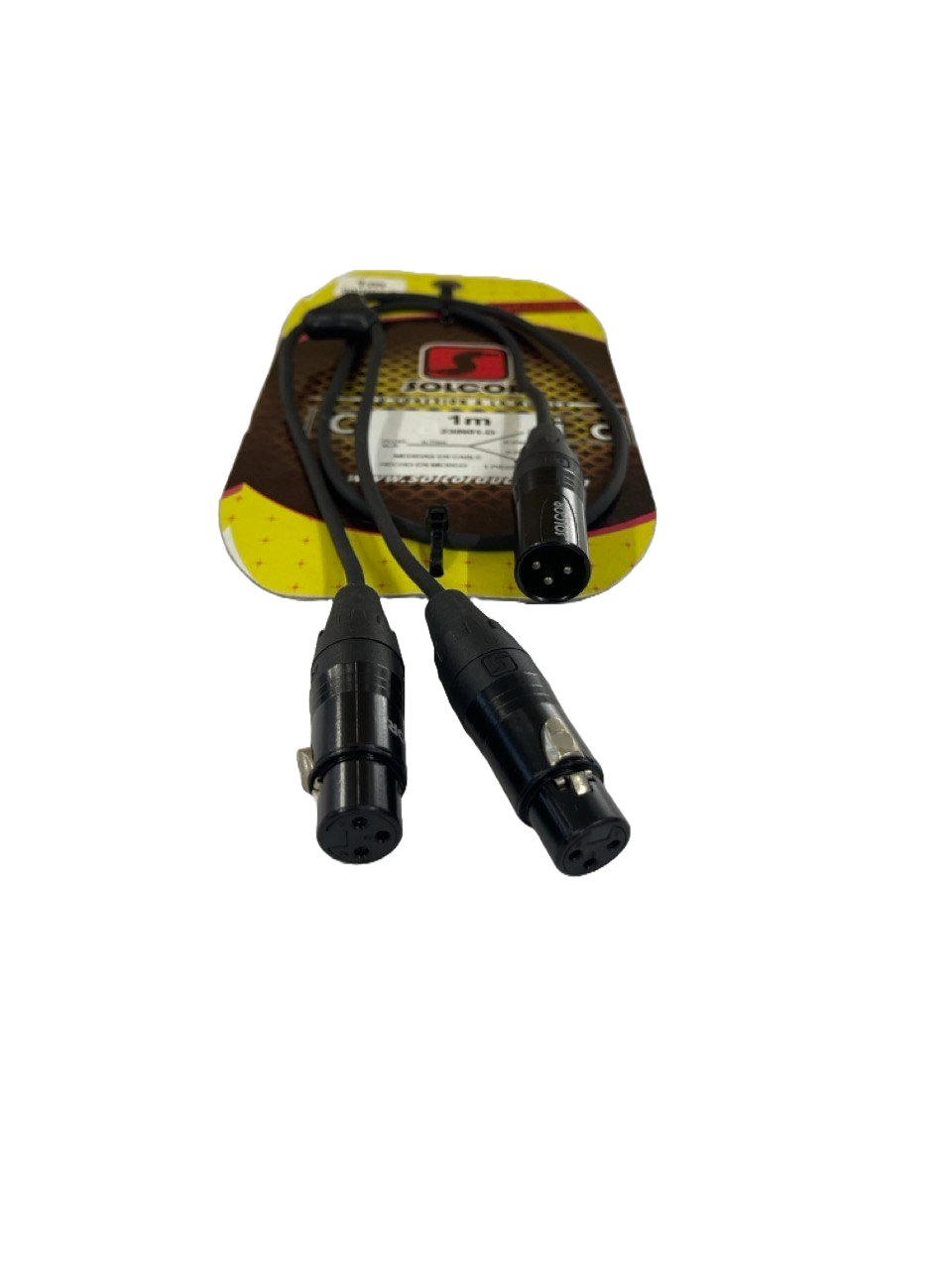 CABLE MEDUSA DE XLR MACHO A 2 XLR HEMBRA 1MTS SOLCOR 23IN01-D