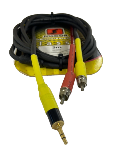 CABLE INSERTO PLUG 3.5MM A 2 RCA MONO DE 0.50M DE 3 MTS SOLCOR CLASIC 29IN03