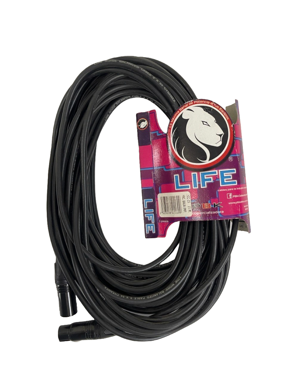 CABLE XLR MACHO A XLR  DE 15 METROS LIFE PBK 2CC-15