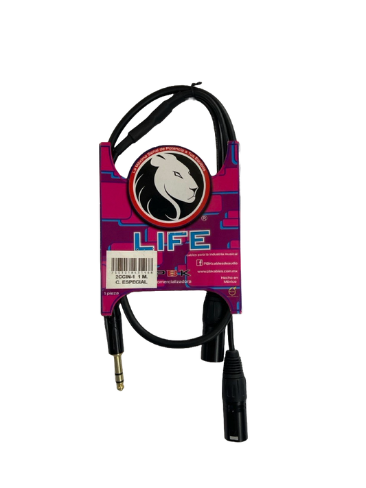CABLE PLUG 6.3 A XLR 2 MACHOS DE 1 METRO LIFE PBK 2CCIN-1