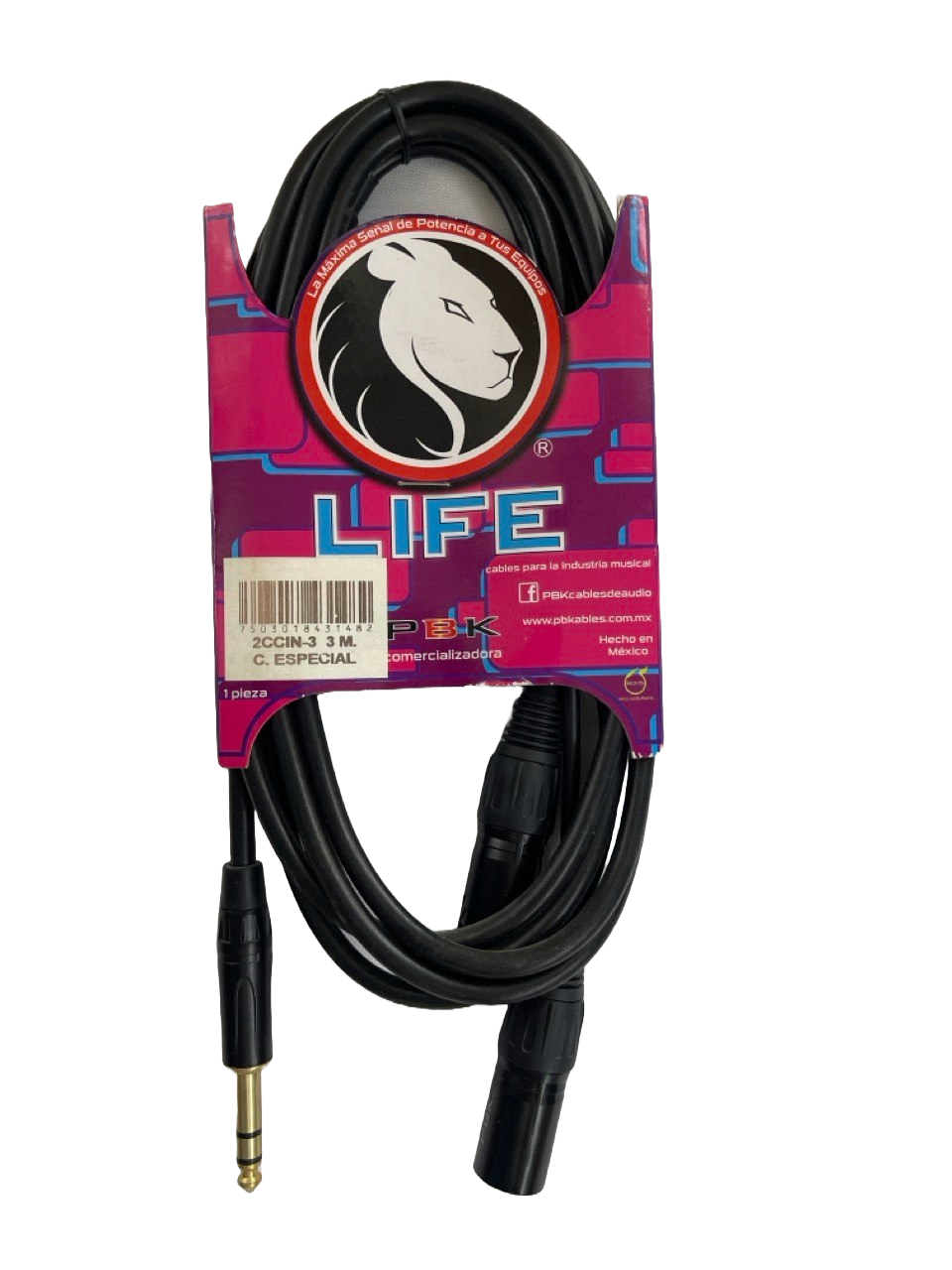 CABLE PLUG 6.3 A XLR 2 MACHOS DE 3 METRO LIFE PBK 2CCIN-3