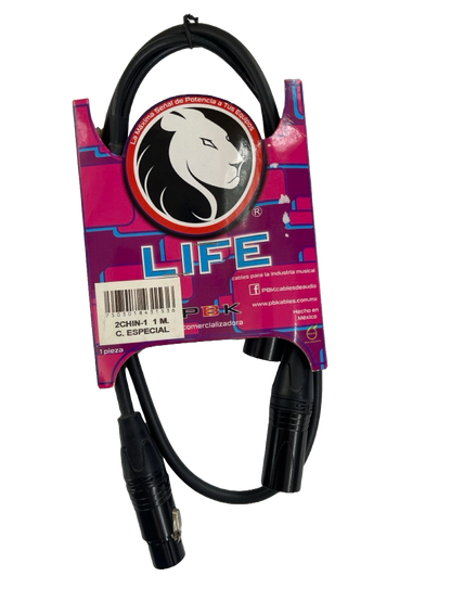 CABLE  XLR MACHO A 2 XLR HEMBRAS 1 MT SERIE LIFE PBK 2CHIN-1