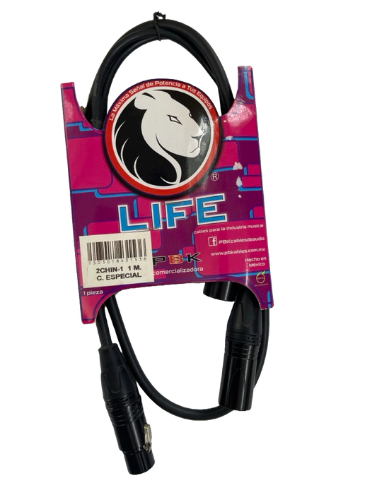 CABLE  XLR MACHO A 2 XLR HEMBRAS 1 MT SERIE LIFE PBK 2CHIN-1