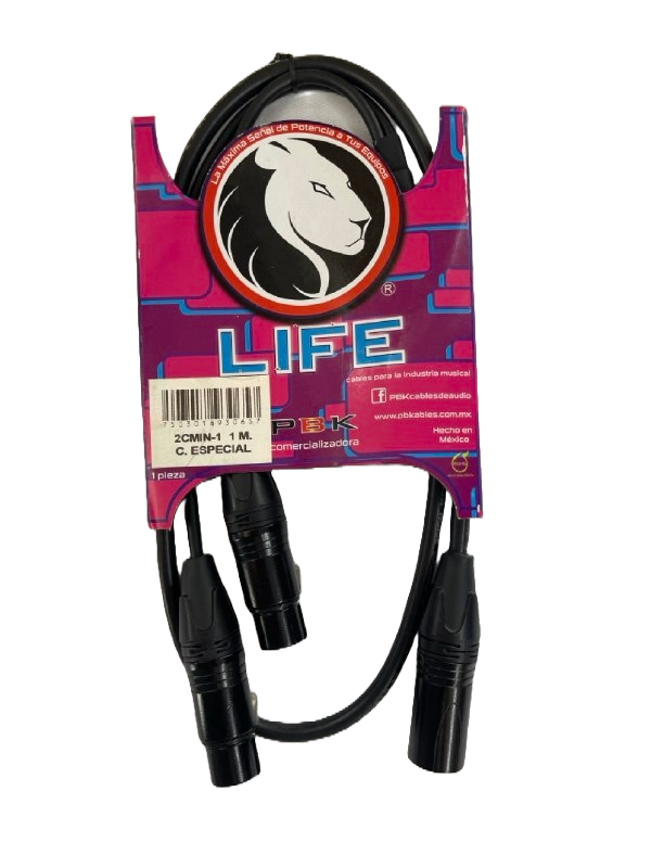 CABLE XLR MACHO A 2 XLR HEMBRAS 1 MT SERIE LIFE PBK 2CMIN-1