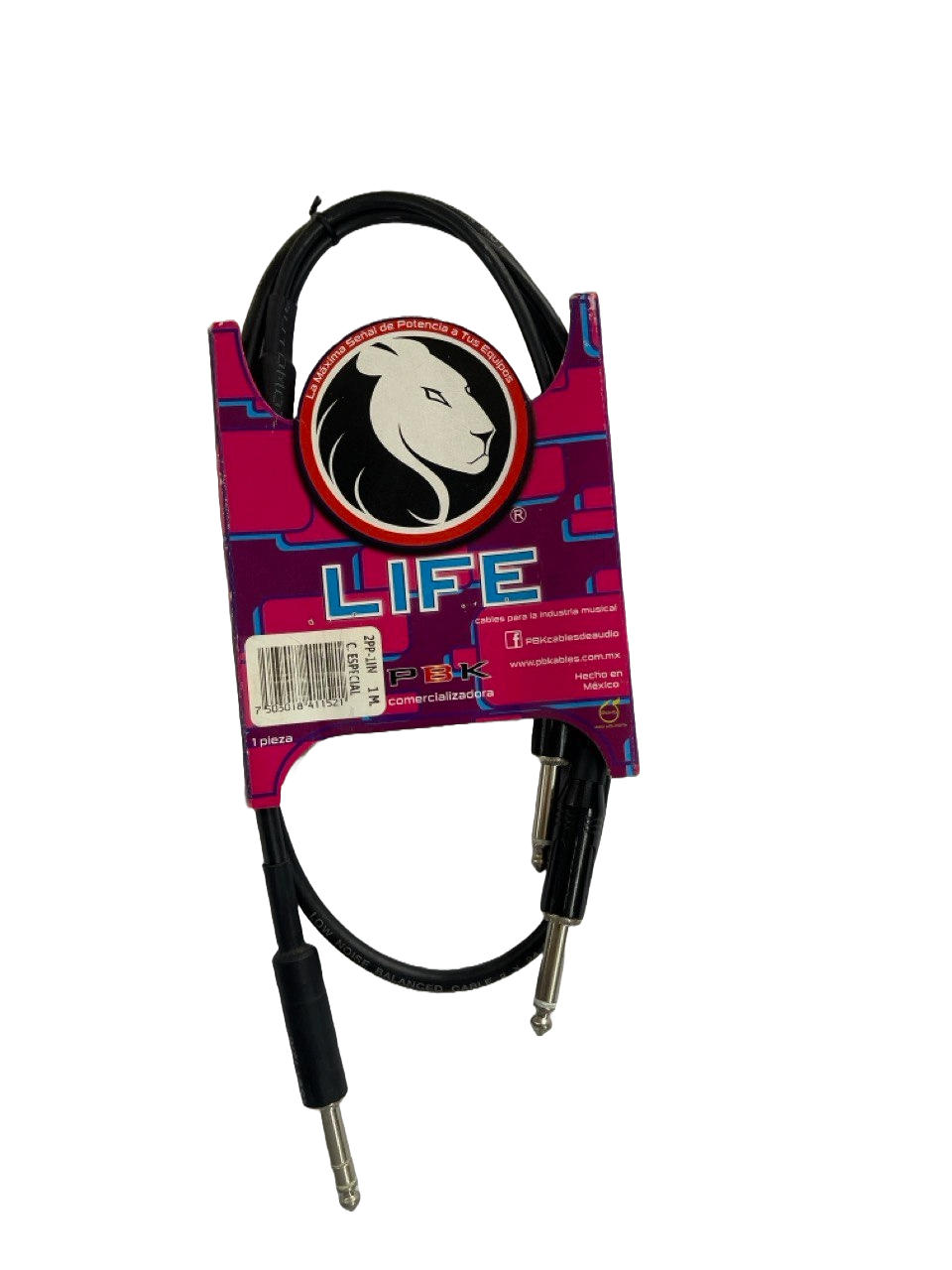 CABLE INSERTO PLUG 3.5 ESTEREO A 2 PLUG 1/4 LIFE PBK 2PP-1IN