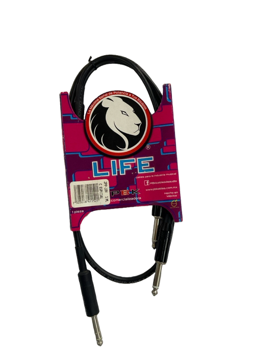 CABLE INSERTO PLUG 3.5 ESTEREO A 2 PLUG 1/4 LIFE PBK 2PP-1IN