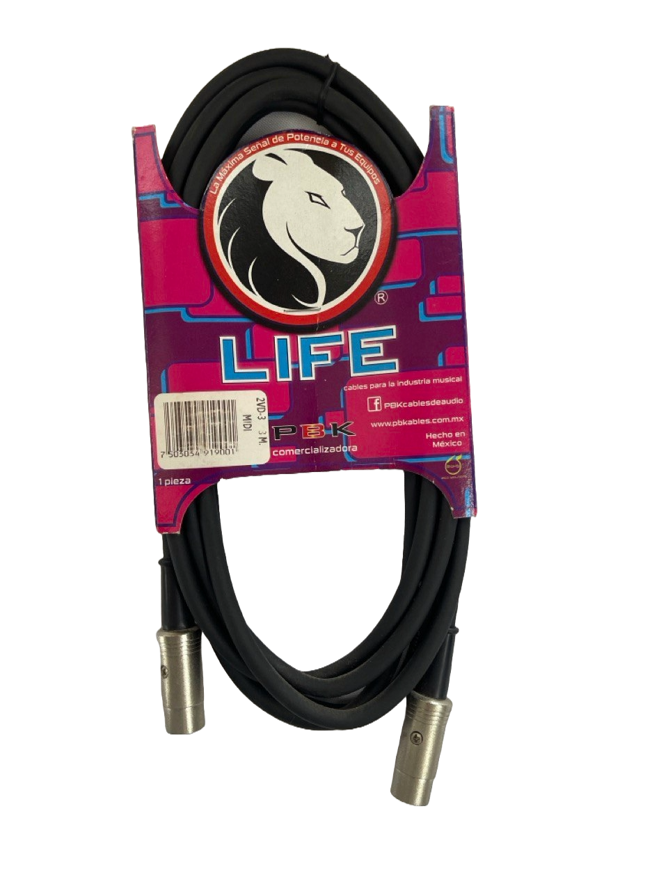 CABLE MIDI A MIDI DE 3M LIFE PBK 2VD-3