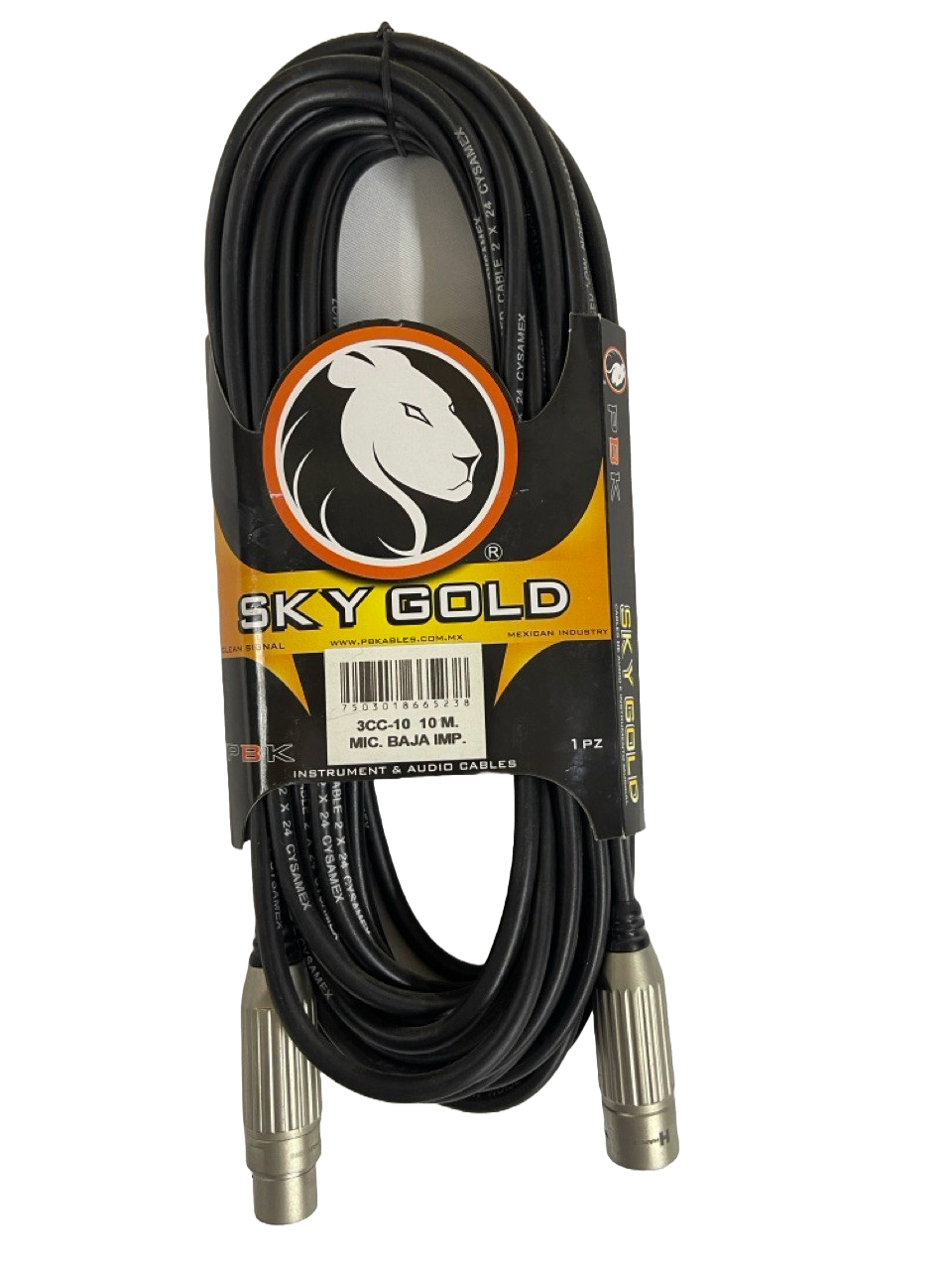 CABLE XLR MACHO A XLR HEMBRA 10 MTS SKY GOLD PBK 3CC-10