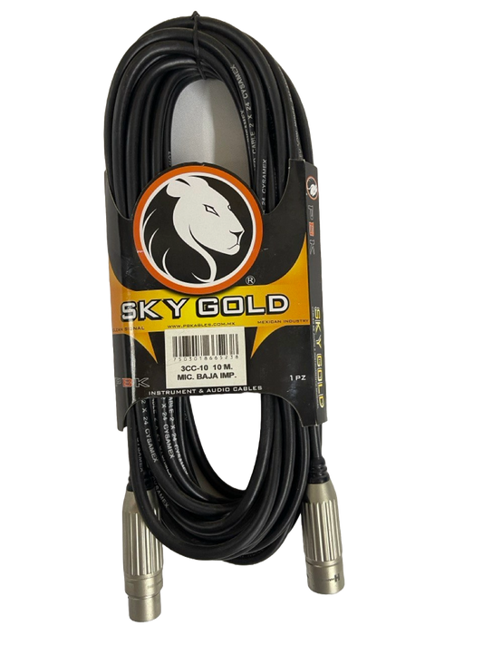 CABLE XLR MACHO A XLR HEMBRA 10 MTS SKY GOLD PBK 3CC-10