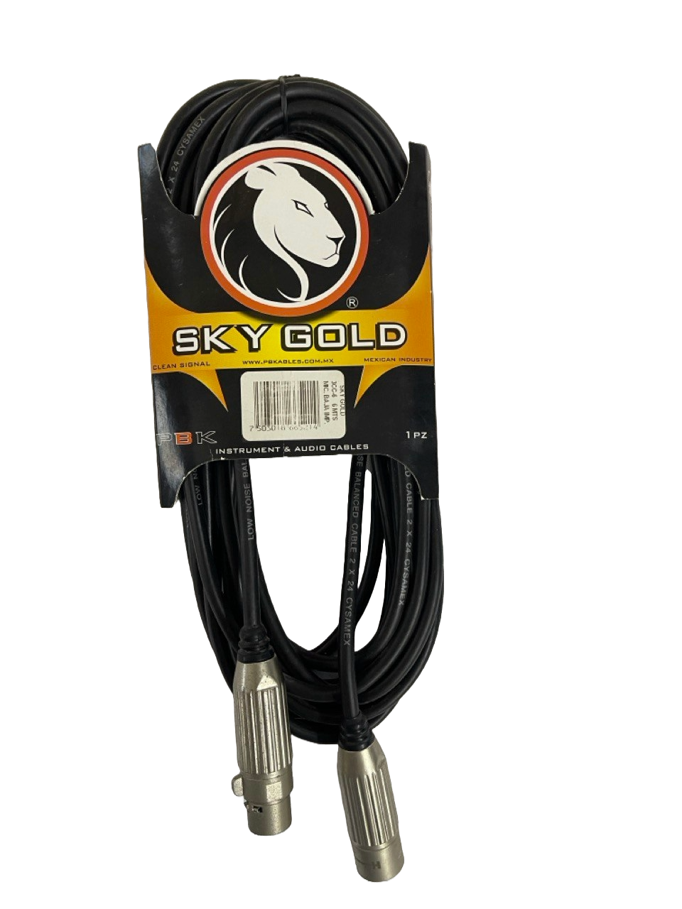 CABLE XLR MACHO A XLR HEMBRA DE 6 MTS SERIE SKY GOLD PBK 3CC-6