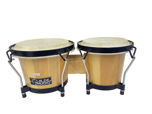 JGO. DE BONGOS DISTELE 7"Y 8" MADERA NATURAL CON HERRAJES NEGRO ALDE AUDIO 76NEG