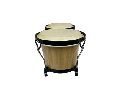 JGO. DE BONGOS DISTELE 7"Y 8" MADERA NATURAL CON HERRAJES NEGRO ALDE AUDIO 76NEG