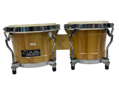 JGO. DE BONGOS DISTELE 7"Y 8" MADERA NATURAL CON HERRAJES CROMADOS ALDE AUDIO 76YHHB