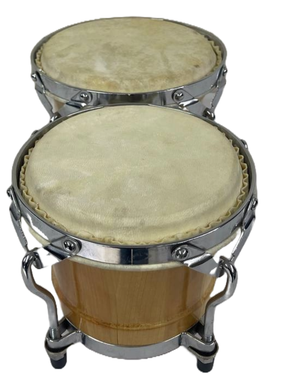 JGO. DE BONGOS DISTELE 7"Y 8" MADERA NATURAL CON HERRAJES CROMADOS ALDE AUDIO 76YHHB