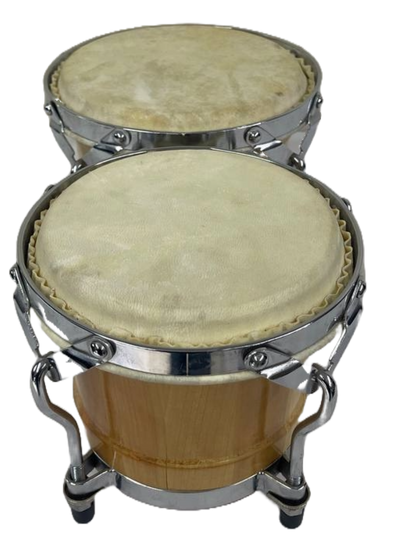 JGO. DE BONGOS DISTELE 7"Y 8" MADERA NATURAL CON HERRAJES CROMADOS ALDE AUDIO 76YHHB