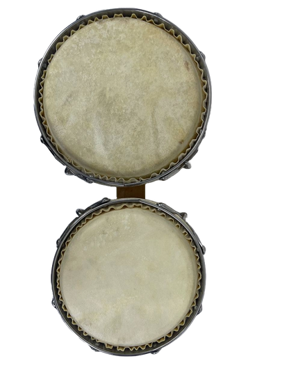 JGO. DE BONGOS DISTELE 7"Y 8" MADERA NATURAL CON HERRAJES CROMADOS ALDE AUDIO 76YHHB