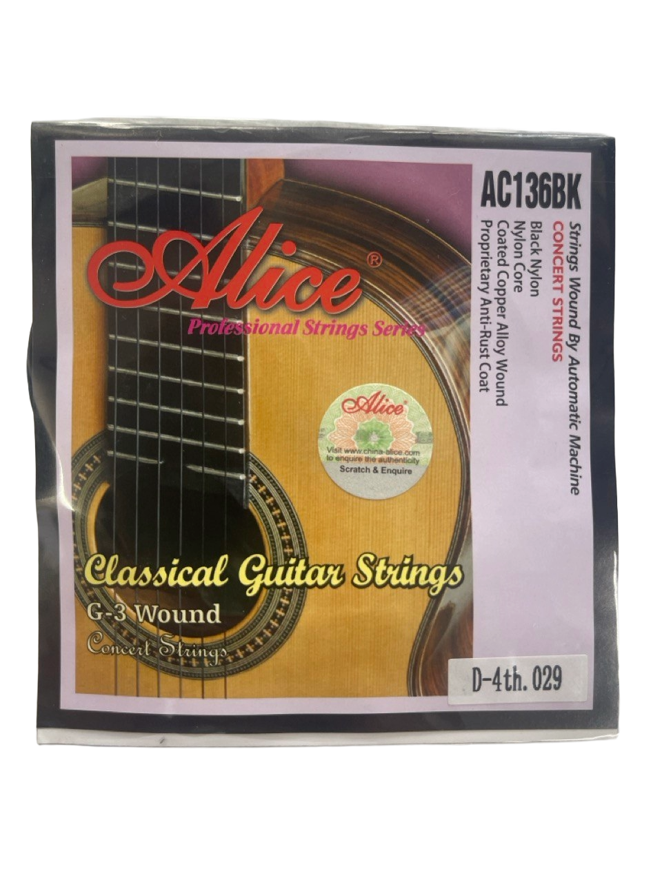 CUERDA PARA GUITARRA ACUSTICA 4TA-D ALICE AC136BK-N-4