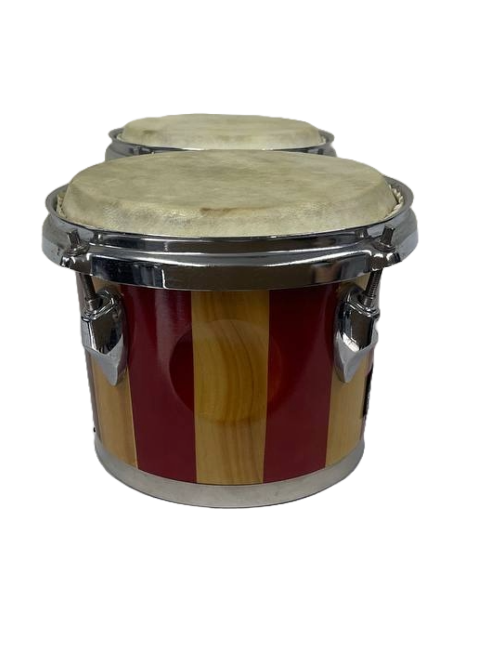 BONGOS DE 2 TAMBORES ALDEA AUDIO PARCHE CUERO BASE DE MADERA ROJO CON HERRAJES ALDE AUDIO B2M