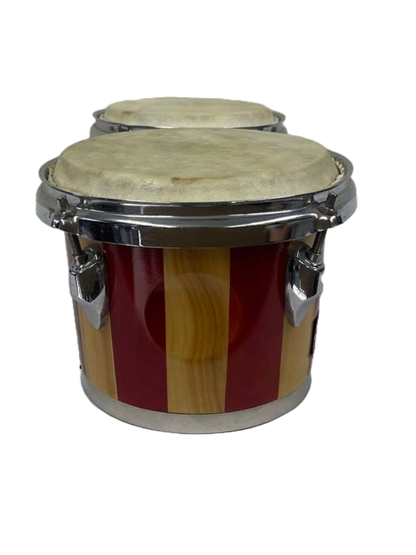 BONGOS DE 2 TAMBORES ALDEA AUDIO PARCHE CUERO BASE DE MADERA ROJO CON HERRAJES ALDE AUDIO B2M