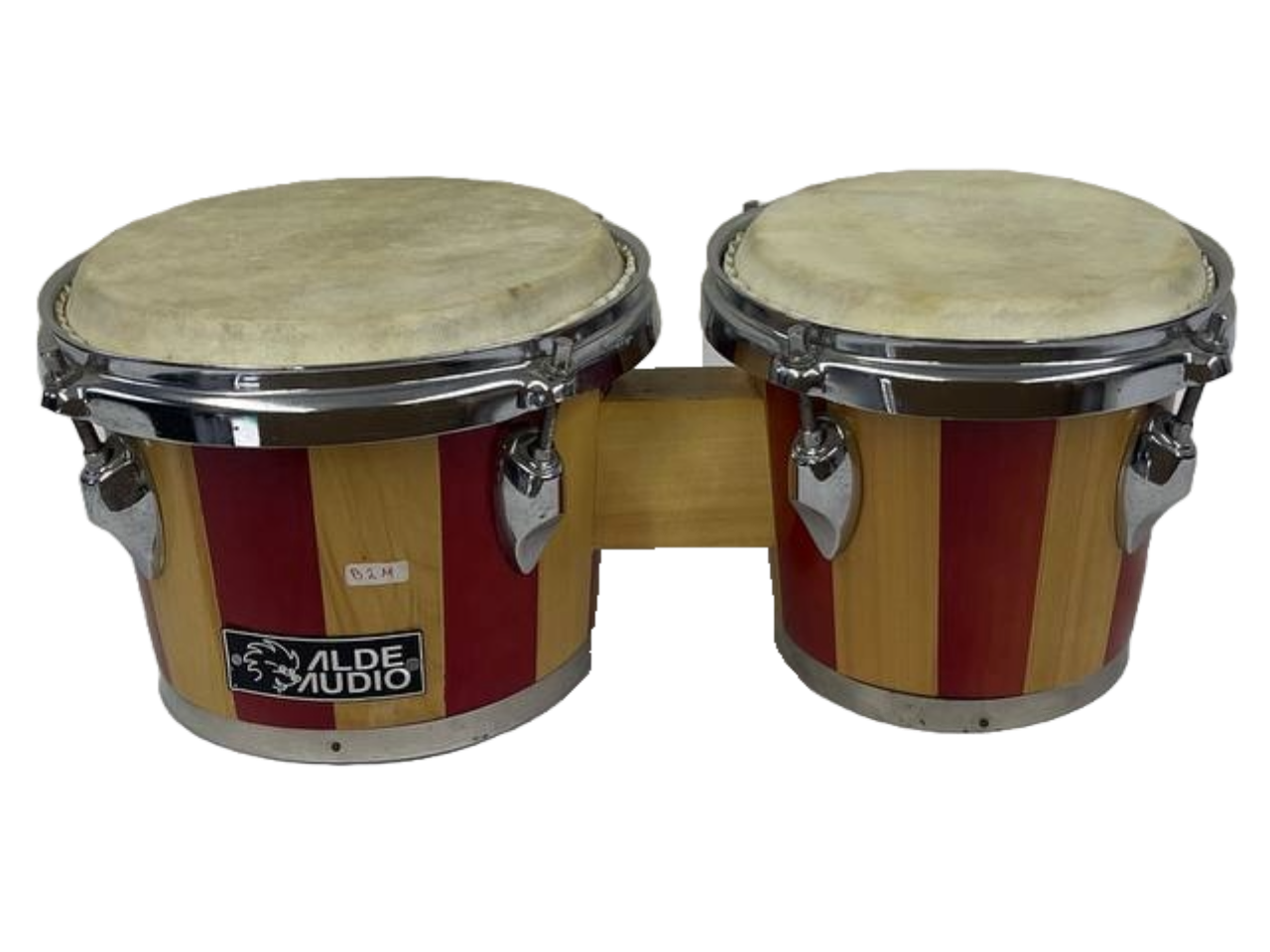 BONGOS DE 2 TAMBORES ALDEA AUDIO PARCHE CUERO BASE DE MADERA ROJO CON HERRAJES ALDE AUDIO B2M
