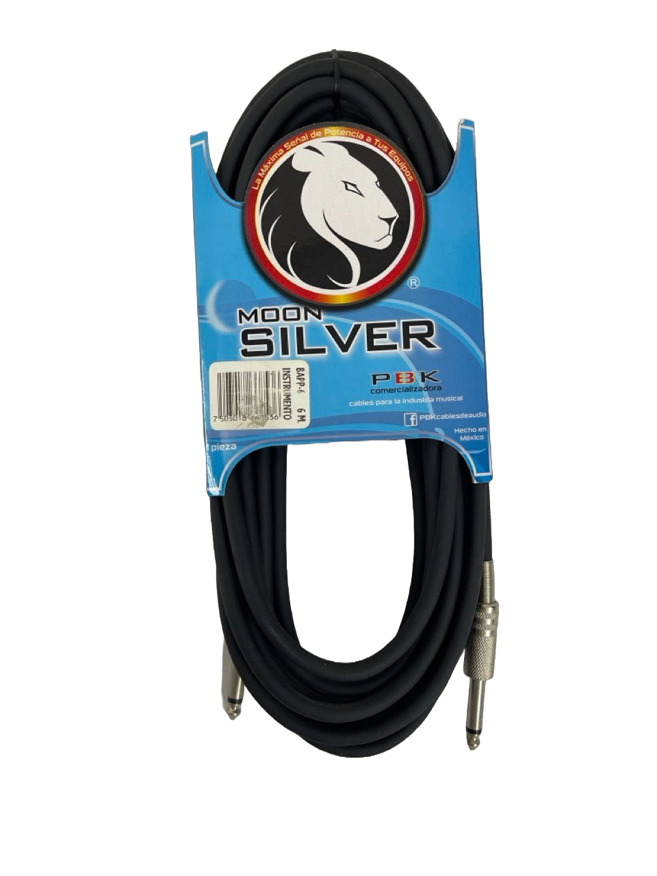 CABLE PLUG A PLUG 6.3MM MONORAL DE 6 METROS MOON SILVER PBK BAPP-6