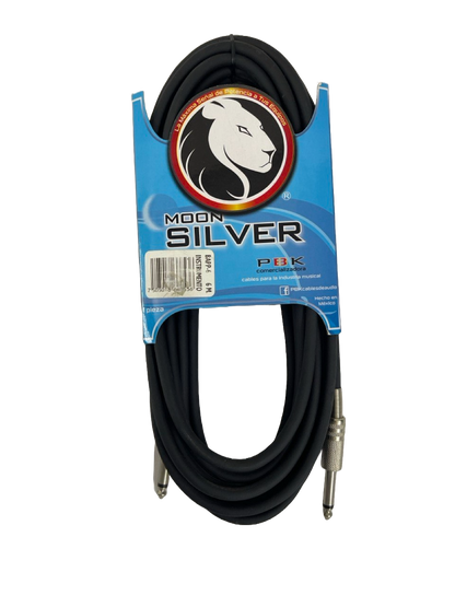 CABLE PLUG A PLUG 6.3MM MONORAL DE 6 METROS MOON SILVER PBK BAPP-6