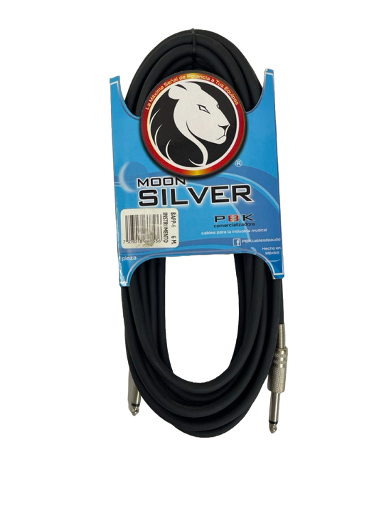 CABLE PLUG A PLUG 6.3MM MONORAL DE 6 METROS MOON SILVER PBK BAPP-6