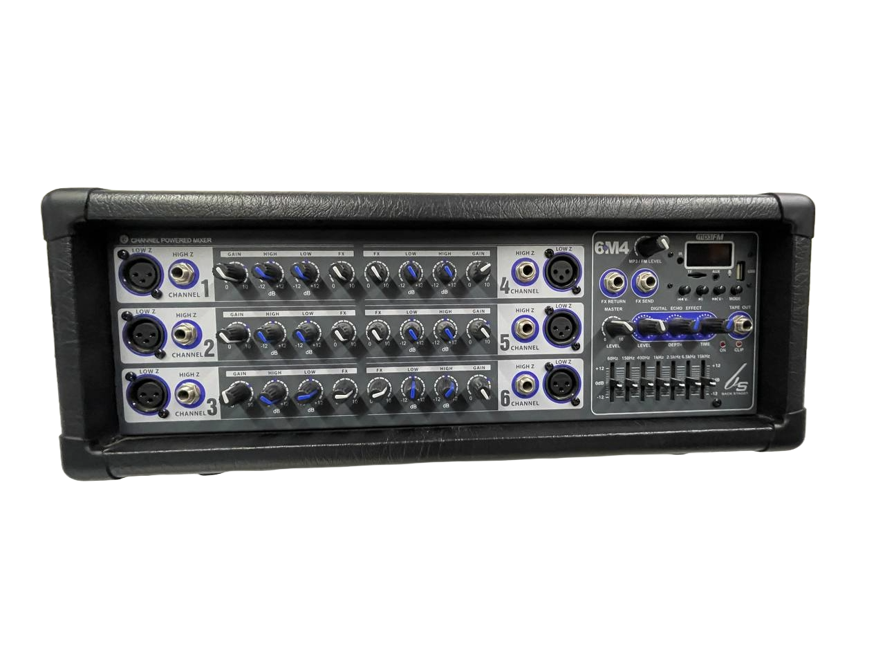 CONSOLA AMPLIFICADA PARA MICROFONOS DE 6 CANALES DE 400W BACKSTAGE 6M4 BS6M4USB
