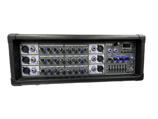 CONSOLA AMPLIFICADA PARA MICROFONOS DE 6 CANALES DE 400W BACKSTAGE 6M4 BS6M4USB