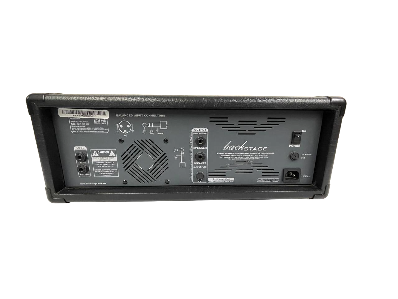 CONSOLA AMPLIFICADA PARA MICROFONOS DE 6 CANALES DE 400W BACKSTAGE 6M4 BS6M4USB