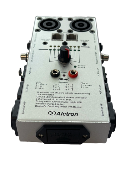 PROBADOR DE CABLE DE AUDIO COMPACTO PARA MICRÓFONO XLR DE PRUEBA, INSTRUMENTO DE 1/4", NIVEL DE LÍNEA RCA Y CABLES DE ALTAVOZ ALCTRON DB-4C