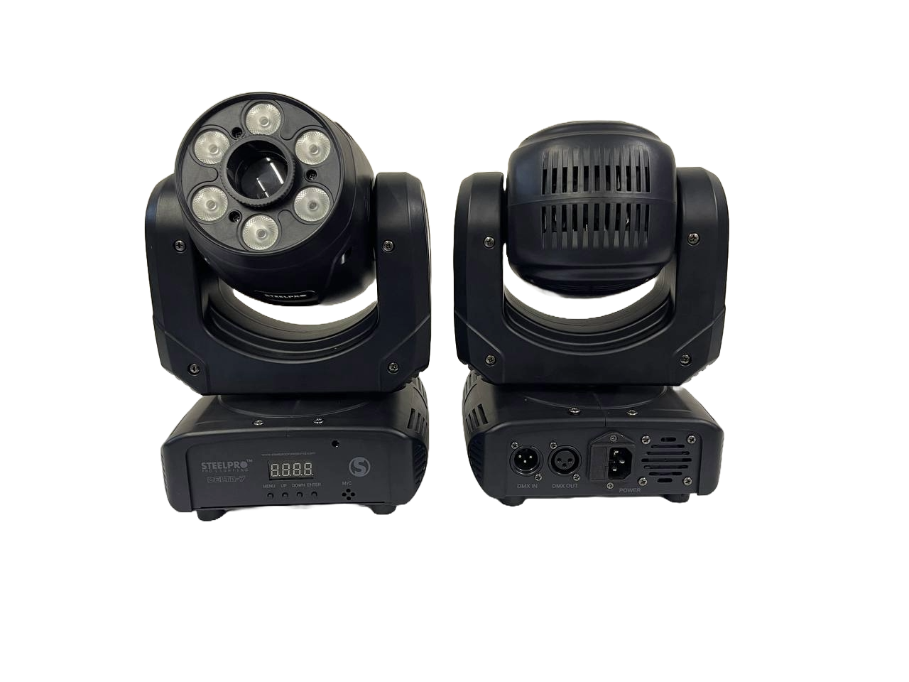 PAR DE CABEZAS MOVILES NEW LED GOBO WASH LIGHT STEELPRO DELTA-7-K