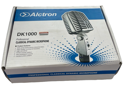 MICROFONO PROFESIONAL DINAMICO C/SW., FRECUENCIA DE  40 Hz-18kHz, ESTILO CLASICO ALCTRON DK1000