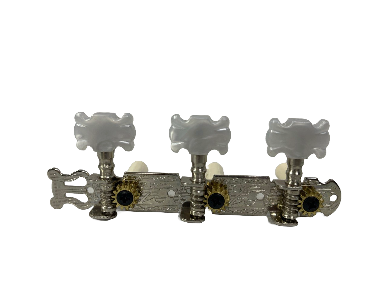 PAR DE MAQUINARIA PARA GUITARRA CLASICA PLATEADAS LLAVES Y SOPORTES PLAST DANWOOD G311