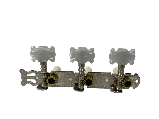 PAR DE MAQUINARIA PARA GUITARRA CLASICA PLATEADAS LLAVES Y SOPORTES PLAST DANWOOD G311