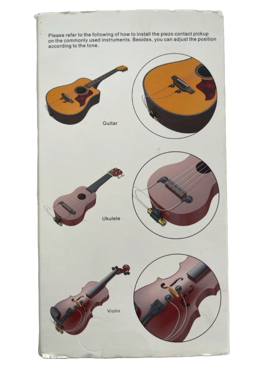 MICROFONO DE CONTACTO PARA GUITARRA ACUSTICA, VIOLIN UKELELE Y CHELO GUITTO GGP03
