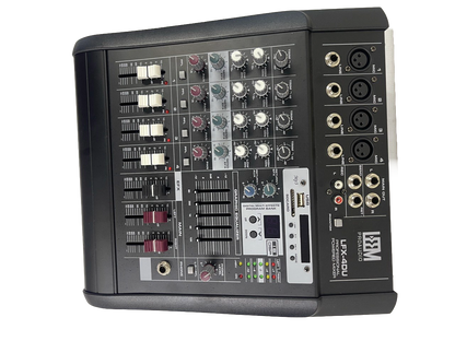 CONSOLA MEZCLADORA DE 4 CANALES 200W 4 MIC Y 4 ENTRADAS CON USB LEEM LFX4DU