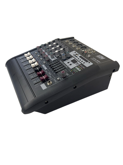 CONSOLA MEZCLADORA DE 4 CANALES 200W 4 MIC Y 4 ENTRADAS CON USB LEEM LFX4DU