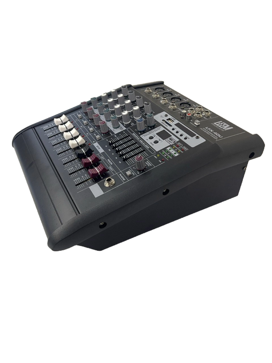 CONSOLA MEZCLADORA DE 4 CANALES 200W 4 MIC Y 4 ENTRADAS CON USB LEEM LFX4DU