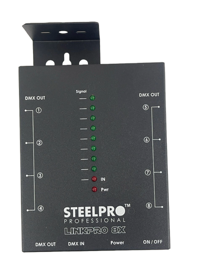 PROFESIONAL 8 OUTPUT DMX SPLITTER STEELPRO LINKPRO8X
