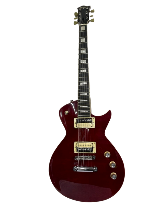 GUITARRA ELECTRICA TIPO LP CLASSIC SERIES, COLOR TRANSPARENT AMBER, CUERPO DE CAOBA TAGIMA MIRACHFLAMED-TRDDF