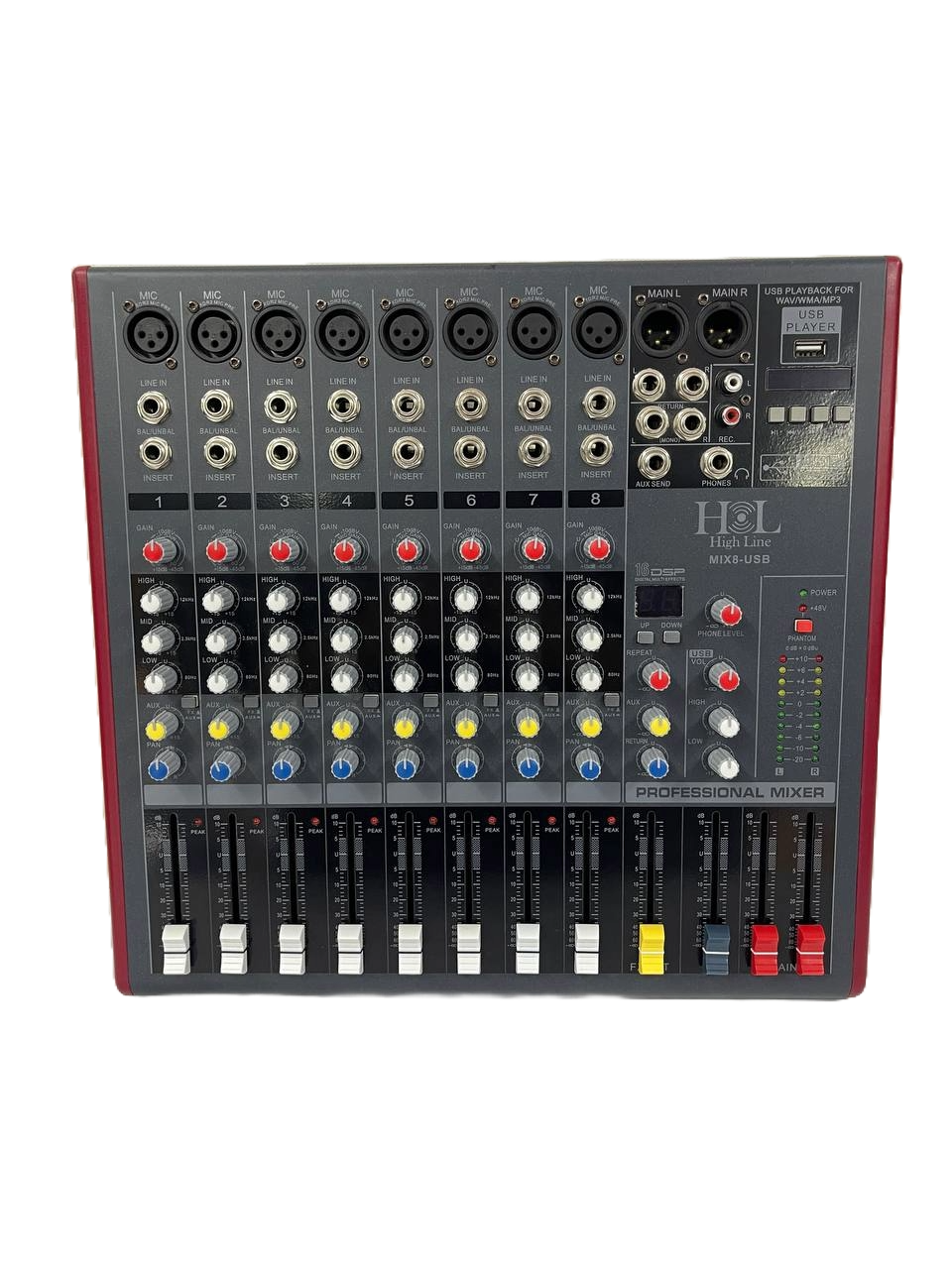 MEZCLADORA DE 8 CANALES, EFECTOS Y USB H&L MIX8-USB