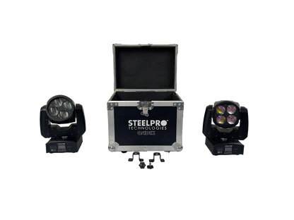 PAR DE CABEZAS MOVILES DESTELLADOR ELECTRONICO SL PRO LIGHTHING 4X25W Q4D1K