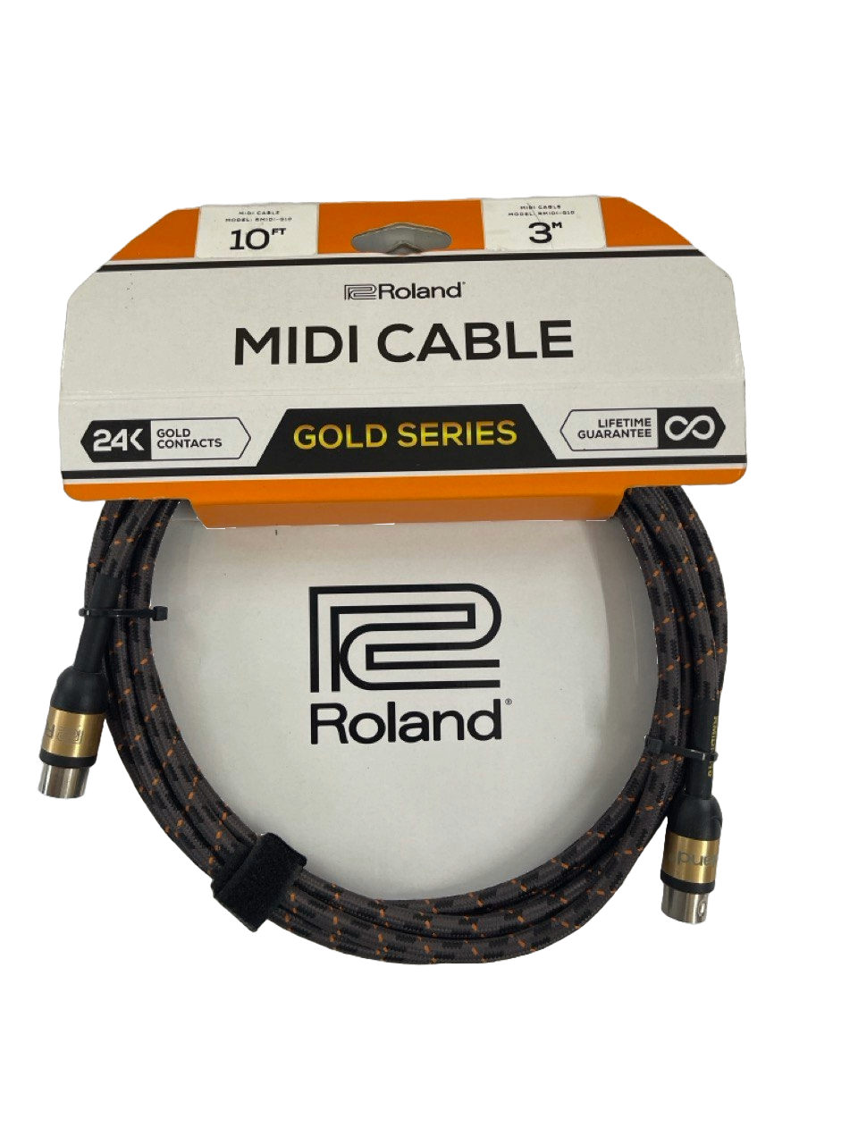 CABLE ROLAND SERIE GOLD CON CONECTORES MIDI  CHAPADOS EN ORO 3 MTS. RMIDI-G10