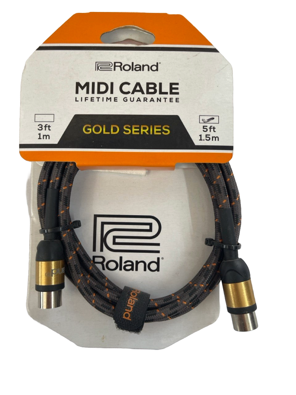 CABLE SERIE GOLD CONECTORES MIDI CON CHAPADOS EN ORO 1 MTS  ROLAND  RMIDI-G5