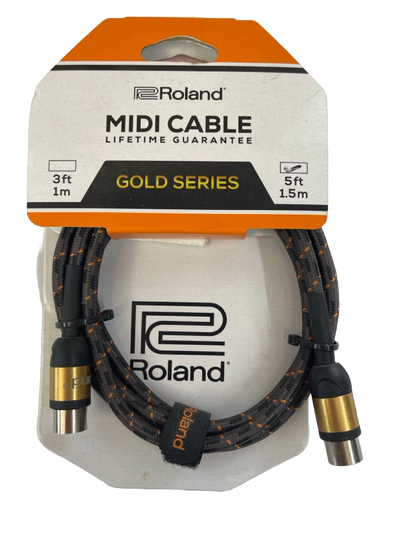 CABLE SERIE GOLD CONECTORES MIDI CON CHAPADOS EN ORO 1 MTS  ROLAND  RMIDI-G5