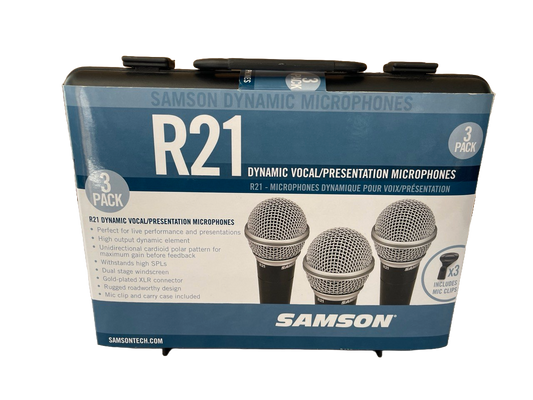 MICROFONO DINAMICO VOCAL CON ESTUCHE 3 PACK SAMSON SAR21
